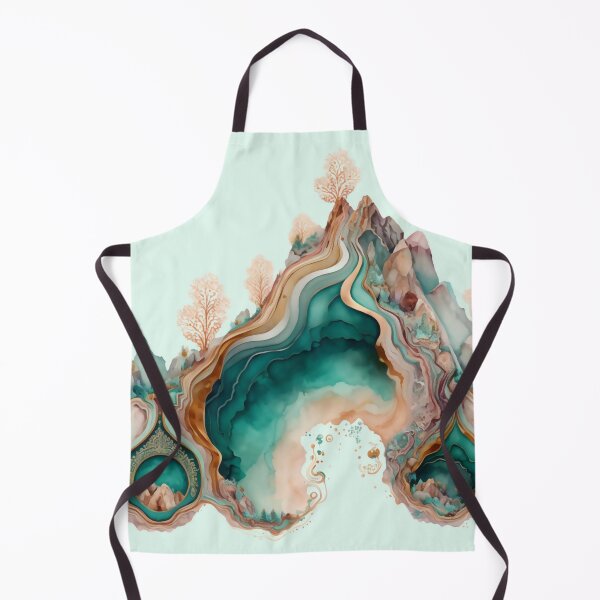 Item preview, Agate Stone Inspired Abstract, Teal and Rose Gold Landscape designed and sold by Orianah.