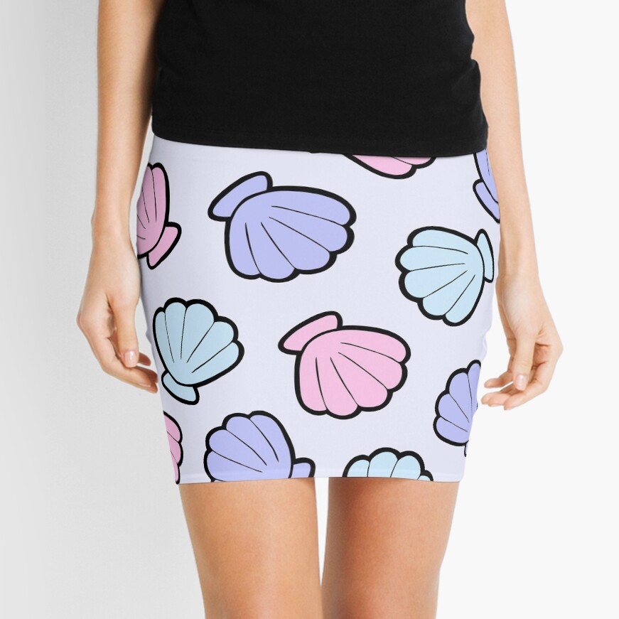 Mermaid Shells Pastel Pattern Mini Skirt