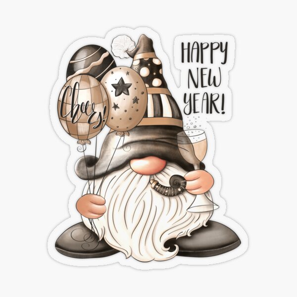Happy New Year Gnome Sticker Transparent Sticker