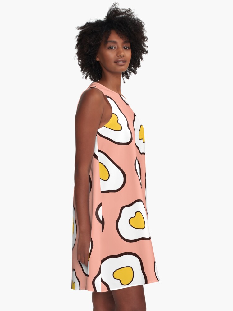 Alternate view of Love Hearts Fried Eggs Pattern A-Line Dress