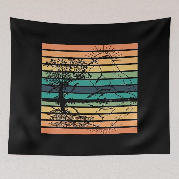 Artikelvorschau, Natur-Kunst-netter Sonnenuntergang mit Baum und Berg für Liebhaber im Freien entworfen und verkauft von Thecitiesstore.
