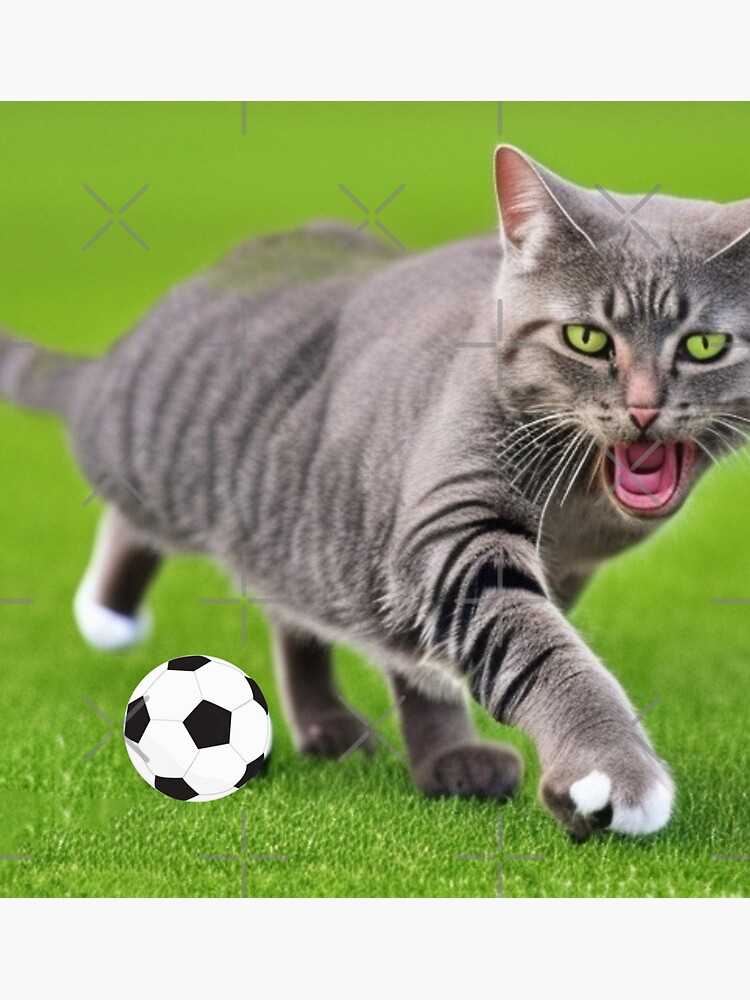 Soccer Cat kicking the ball Sticker for Sale by Sporting Pets Redbubble