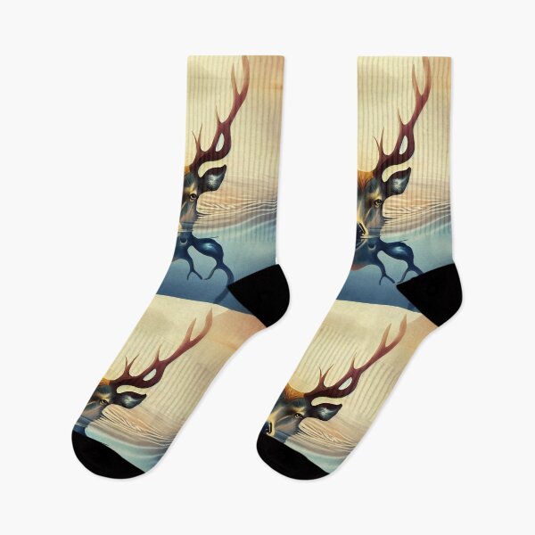 Item preview, Drawing of a beautiful deer in the water. designed and sold by Maniock.