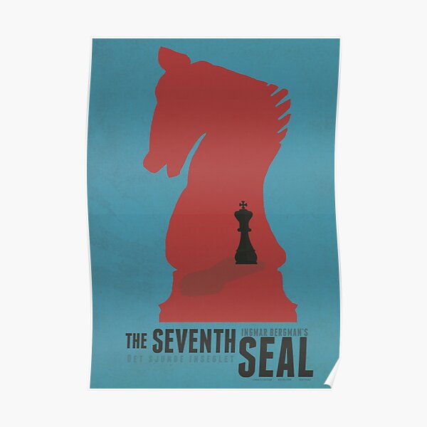 The seventh seal, minimal movie poster, Ingmar Bergman, Swedish epic historical fantasy film with Max Von Sydow. classic world cinema masterpiece, Antonius Block Poster