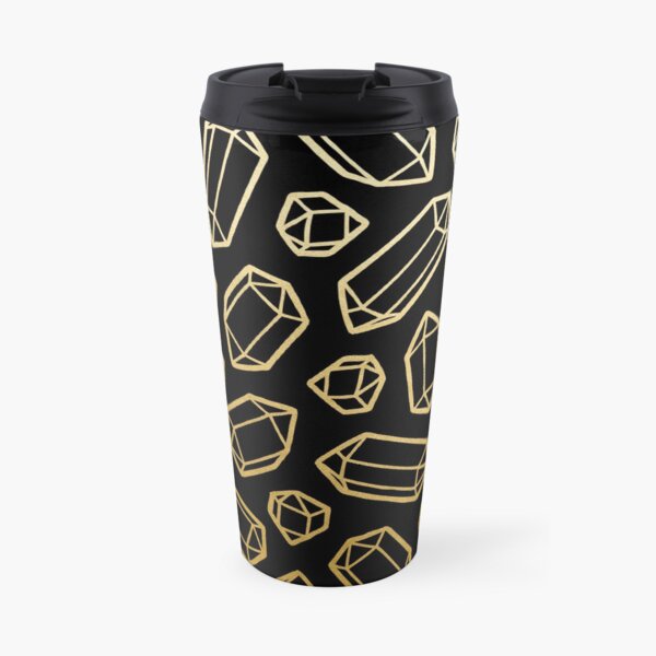 Gold and Black Gemstone Pattern Travel Mug