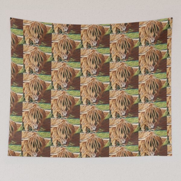 Item preview, Fluffy Hairy Highland cow head Highland cow face designed and sold by FarmsteadAcers.