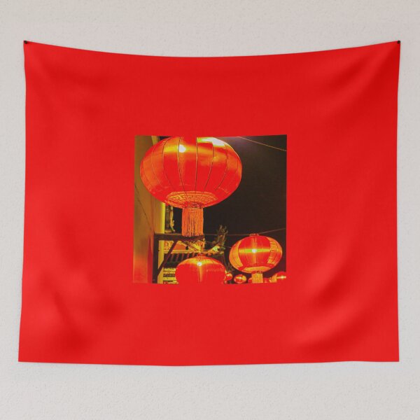 Item preview, Red lantern street lights for Chinese New Year SQ designed and sold by kall3bu.
