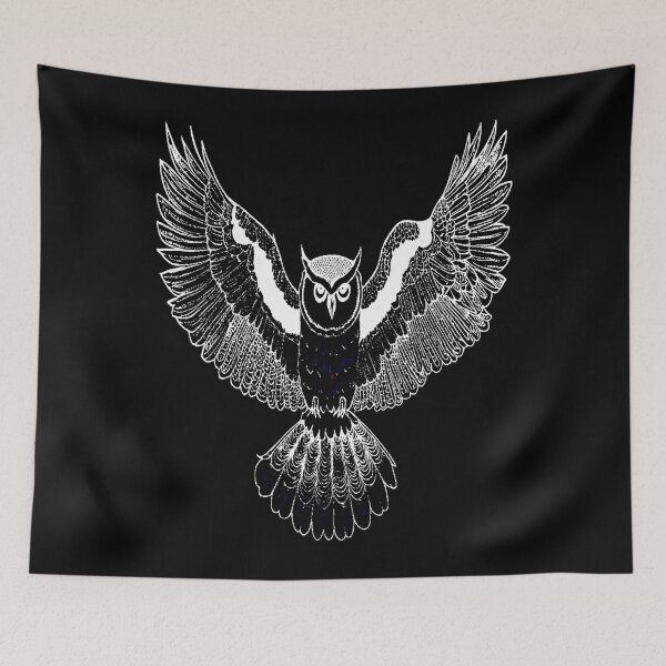 Item preview, Flying Owl drawing designed and sold by CottagePop.