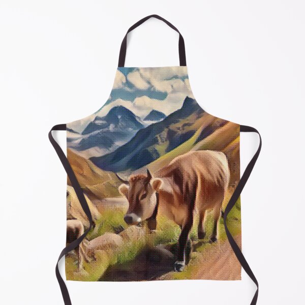 Item preview, Brown Farm Cows hiking along a mountain ridge designed and sold by FarmsteadAcers.