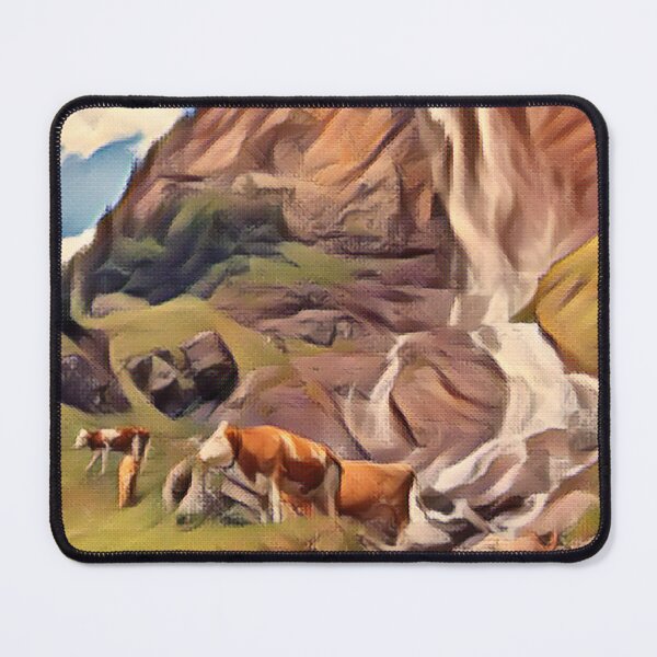 Item preview, Brown Farm cows by waterfall designed and sold by FarmsteadAcers.