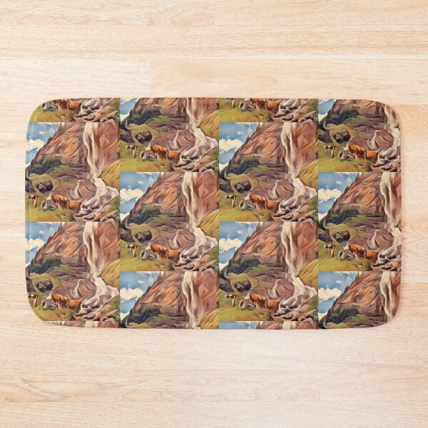 Item preview, Brown Farm cows by waterfall designed and sold by FarmsteadAcers.