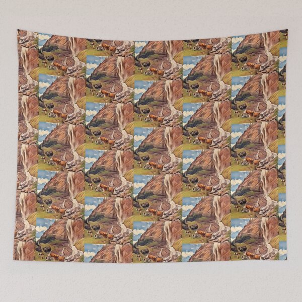 Item preview, Brown Farm cows by waterfall designed and sold by FarmsteadAcers.