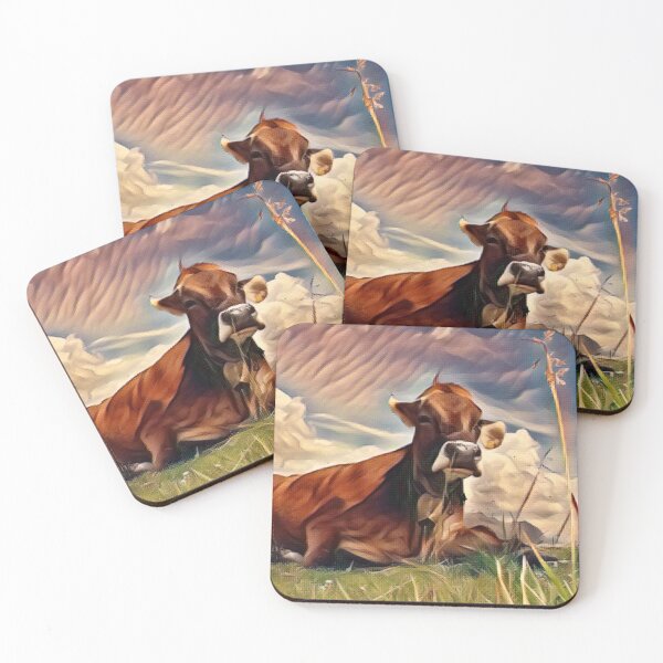 Item preview, Tired Farm Cow Resting Painting designed and sold by FarmsteadAcers.