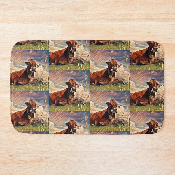 Item preview, Tired Farm Cow Resting Painting designed and sold by FarmsteadAcers.