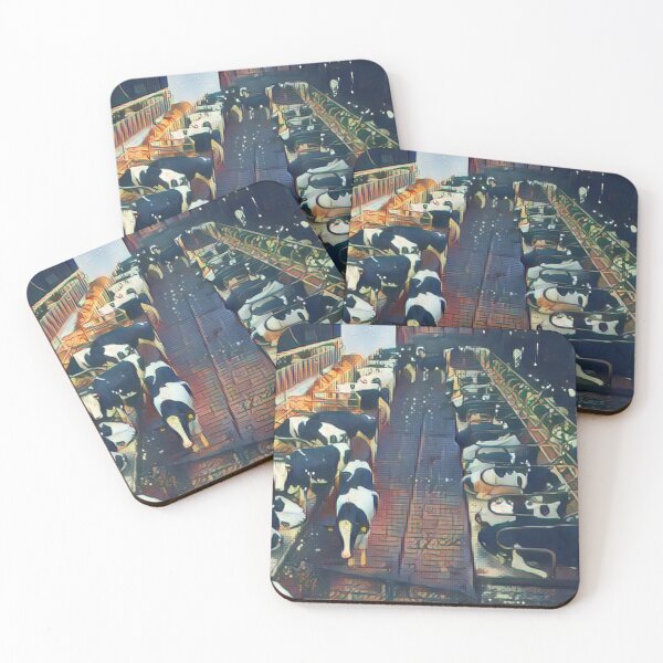 Item preview, Black and white dairy cows in the barn designed and sold by FarmsteadAcers.