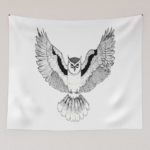 Item preview, Flying Owl drawing designed and sold by CottagePop.