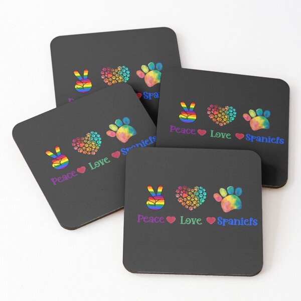 Item preview, Peace Love and Spaniels. Peace Love and Poochs. Peace Love and Pugs designed and sold by Doggymadness.