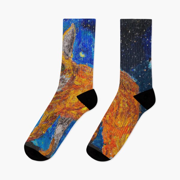 Item preview, Una pintura de un zorro al estilo de La noche estrellada. designed and sold by We-Rise.