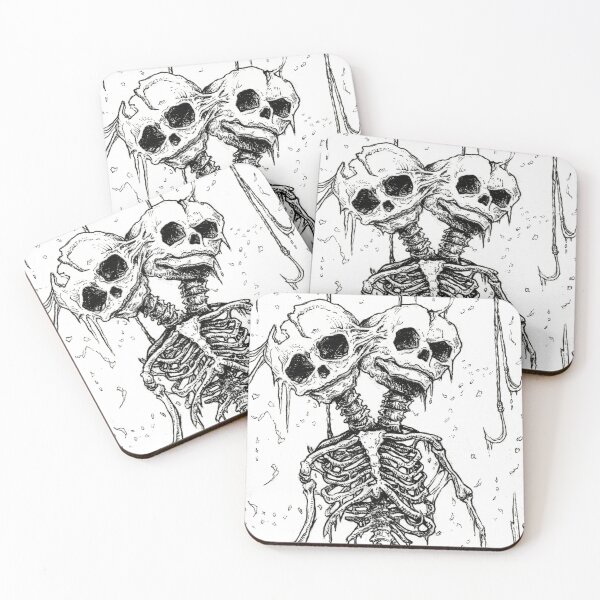 Item preview, Detail of Twins- Black and White gothic illustration skeletons designed and sold by Amanda Irene.