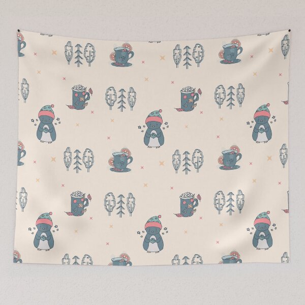 Item preview, Penguin, trees, mugs pattern designed and sold by picroom.