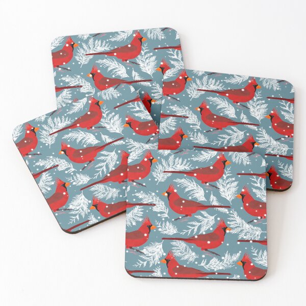 Item preview, Northern cardinal bird blue background designed and sold by cesartorresart.