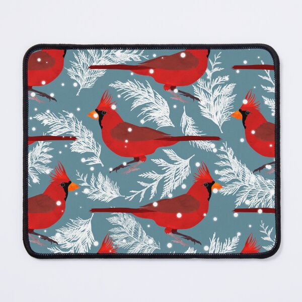 Item preview, Northern cardinal bird blue background designed and sold by cesartorresart.
