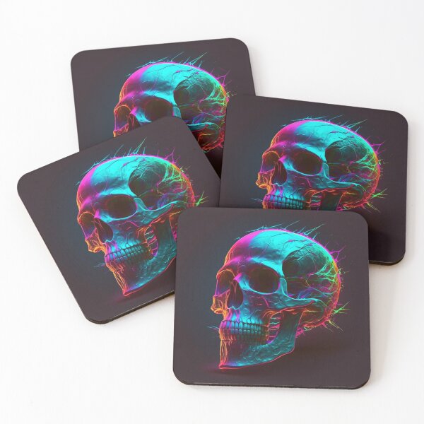 Item preview, Neon skull painting designed and sold by DreamMeArt.