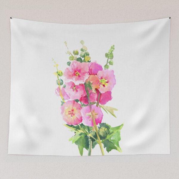 Item preview, Hollyhock pink floral decor designed and sold by surenart.