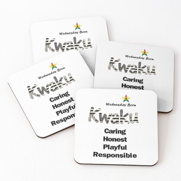 Item preview, Wednesday Born Ghanaian Male Name 'Kwaku' in black and white designed and sold by WhoWeAre.