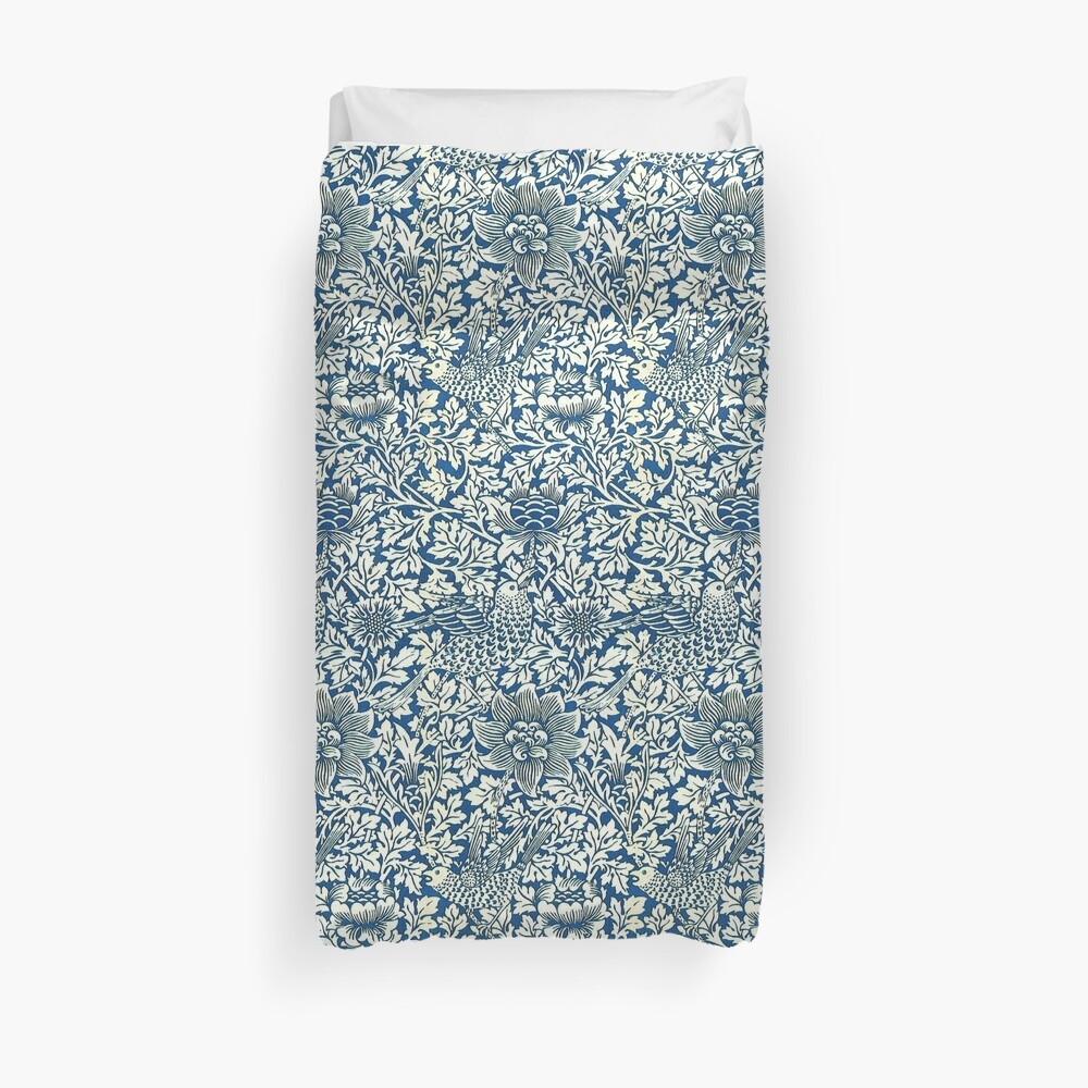 Indigo Blue and White William Morris Pattern Duvet Cover