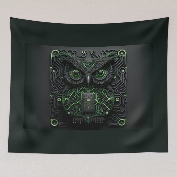 Item preview, owl on motherboard chip designed and sold by ManoloB.