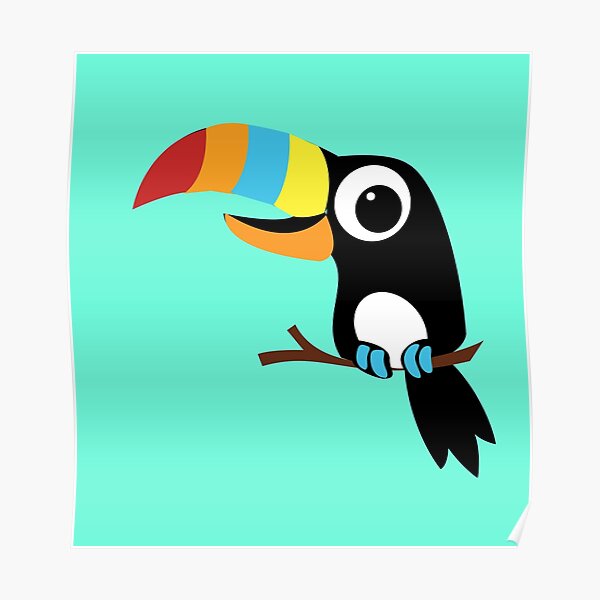 Toucan Cartoon - Bright Fun Colours Poster