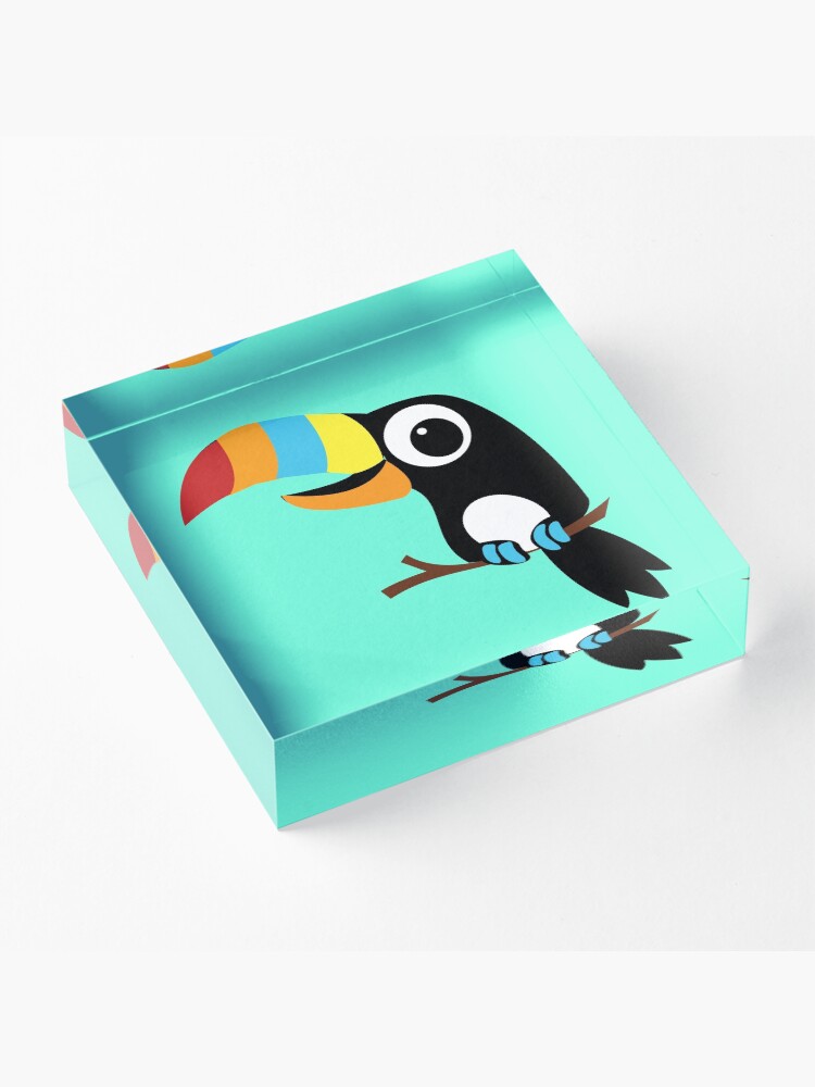 Alternate view of Toucan Cartoon - Bright Fun Colours Acrylic Block