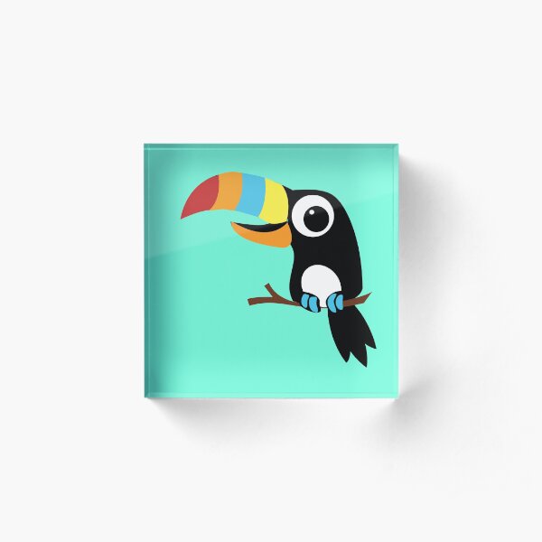 Toucan Cartoon - Bright Fun Colours Acrylic Block