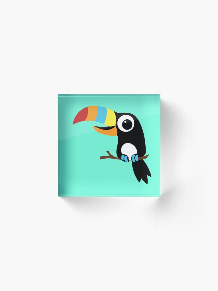 Alternate view of Toucan Cartoon - Bright Fun Colours Acrylic Block