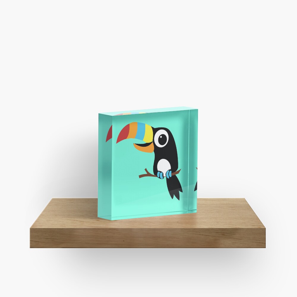 Toucan Cartoon - Bright Fun Colours Acrylic Block
