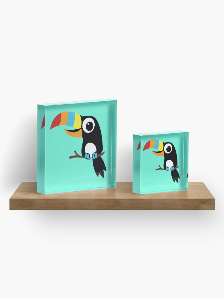 Alternate view of Toucan Cartoon - Bright Fun Colours Acrylic Block