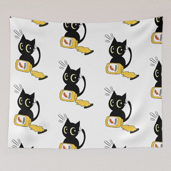 Item preview, Cute Black Cat Spilled mustard designed and sold by Pet Station.