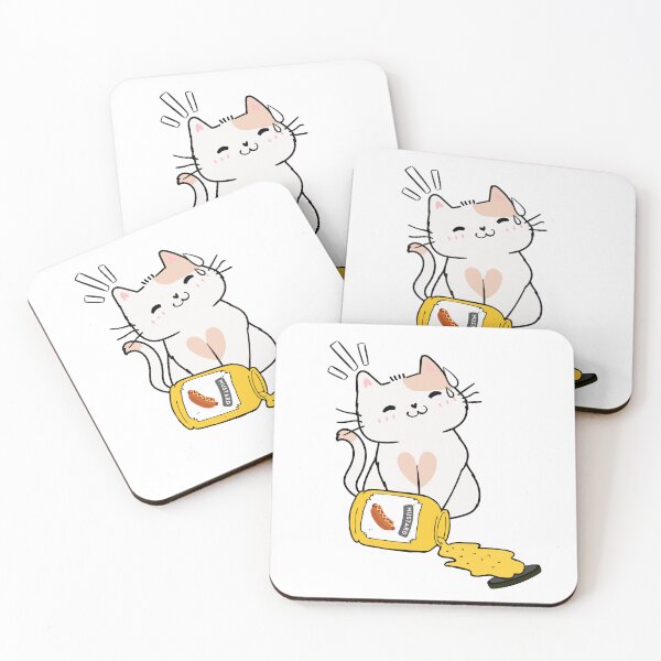 Item preview, Cute White Cat Spilled mustard  designed and sold by Pet Station.
