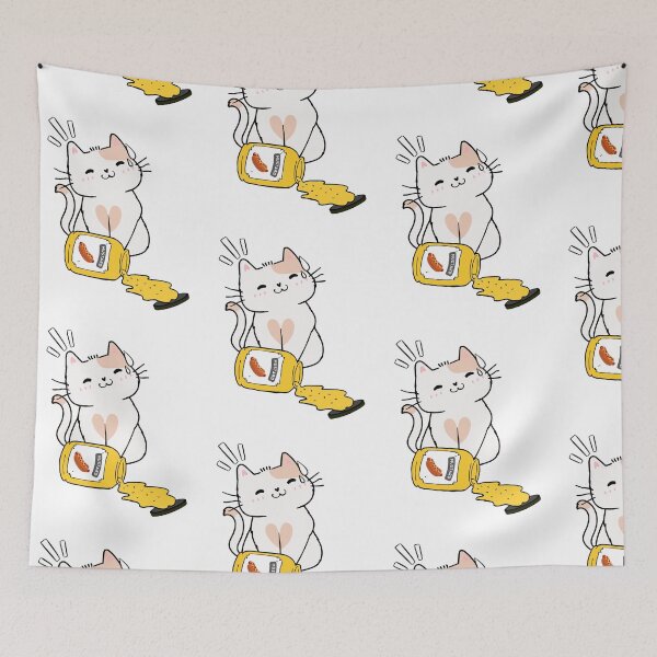 Item preview, Cute White Cat Spilled mustard  designed and sold by Pet Station.