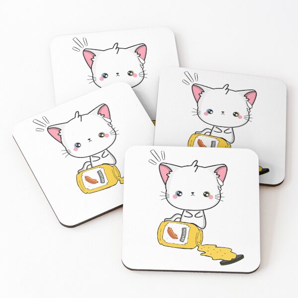 Item preview, Cute White Cat Spilled mustard  designed and sold by Pet Station.