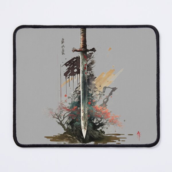 Item preview, legendary asian sword oil paint style designed and sold by Sintivastore.
