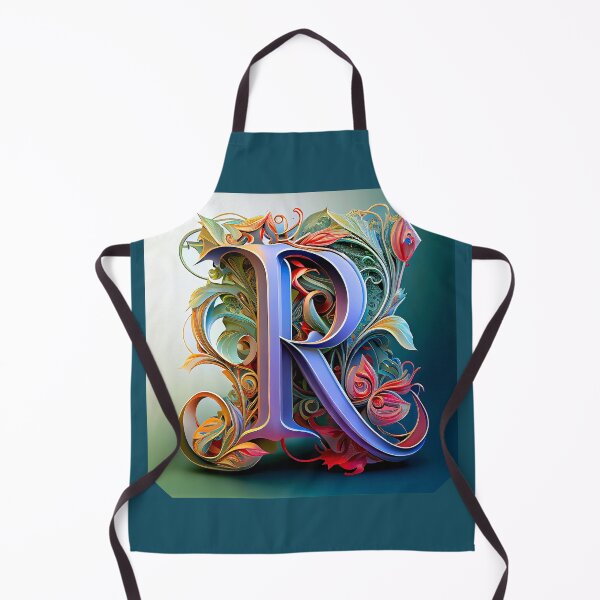 Item preview, Art Font Letter R: Art Nouveau Style, Unique and Colorful, Green Blue Background designed and sold by factory88.