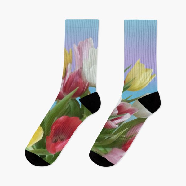 Item preview, Didiers Tulip (Tulipa Gesneriana) Pink Red and Yellow Easter Botanical Tulip Flower Garden designed and sold by VistaViews.