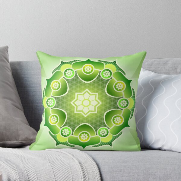 Item preview, Green Mandala Pillow designed and sold by PurefireDesigns.