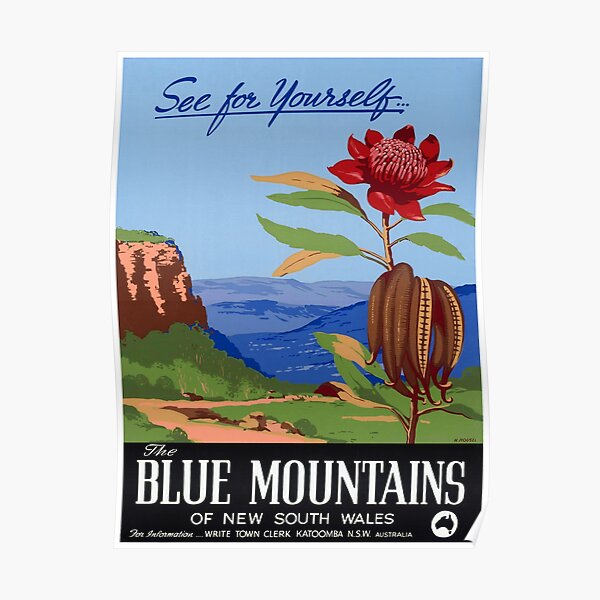 Australia Blue Mountains Restored Vintage Poster Poster