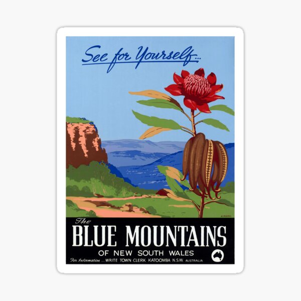 Australia Blue Mountains Restored Vintage Poster Sticker