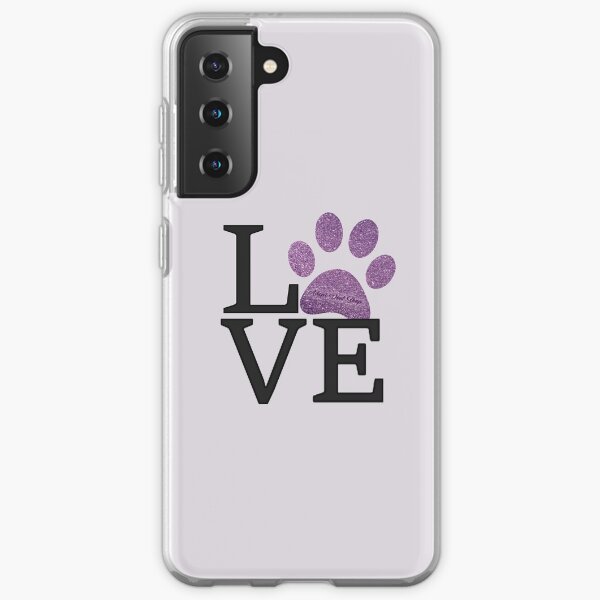 Love is a Four Letter Word - Purple Sparkly Paw Print Samsung Galaxy Soft Case