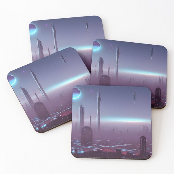Item preview, dystopia city night nebula designed and sold by AbundanceMind.