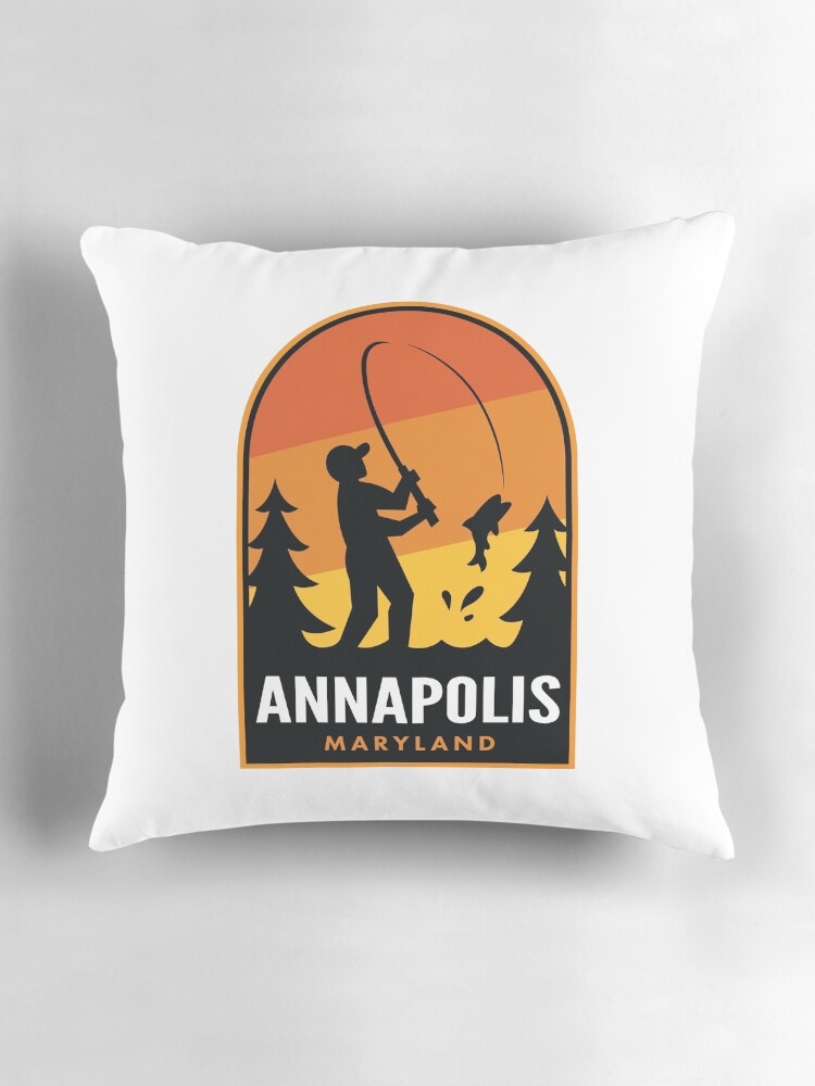 Aperçu 3 sur 4. Coussin avec l'œuvre Annapolis Maryland Fishing créée et vendue par HalpinDesign.